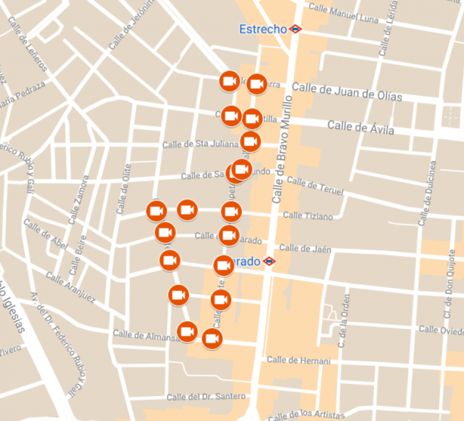 Mapa cámaras de vigilancia en Bellas Vistas
