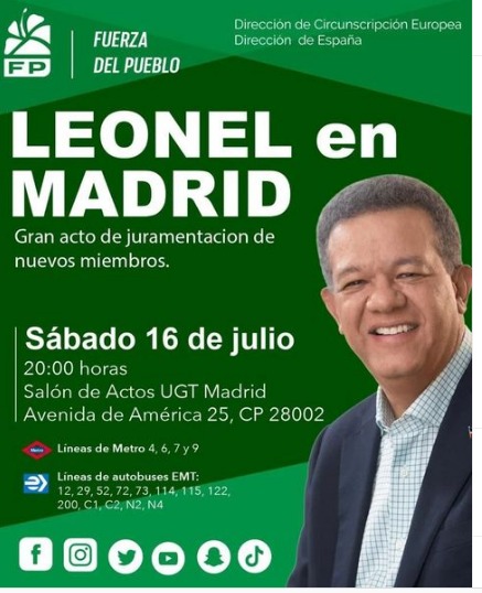 Fernández juramentará nuevos miembros en Madrid y se reunirá con empresarios dominicanos 