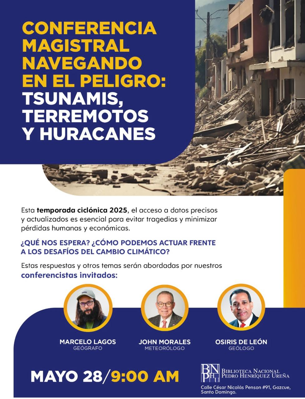 Biblioteca Nacional presenta conferencia sobre desastres naturales ante temporada ciclónica 2025