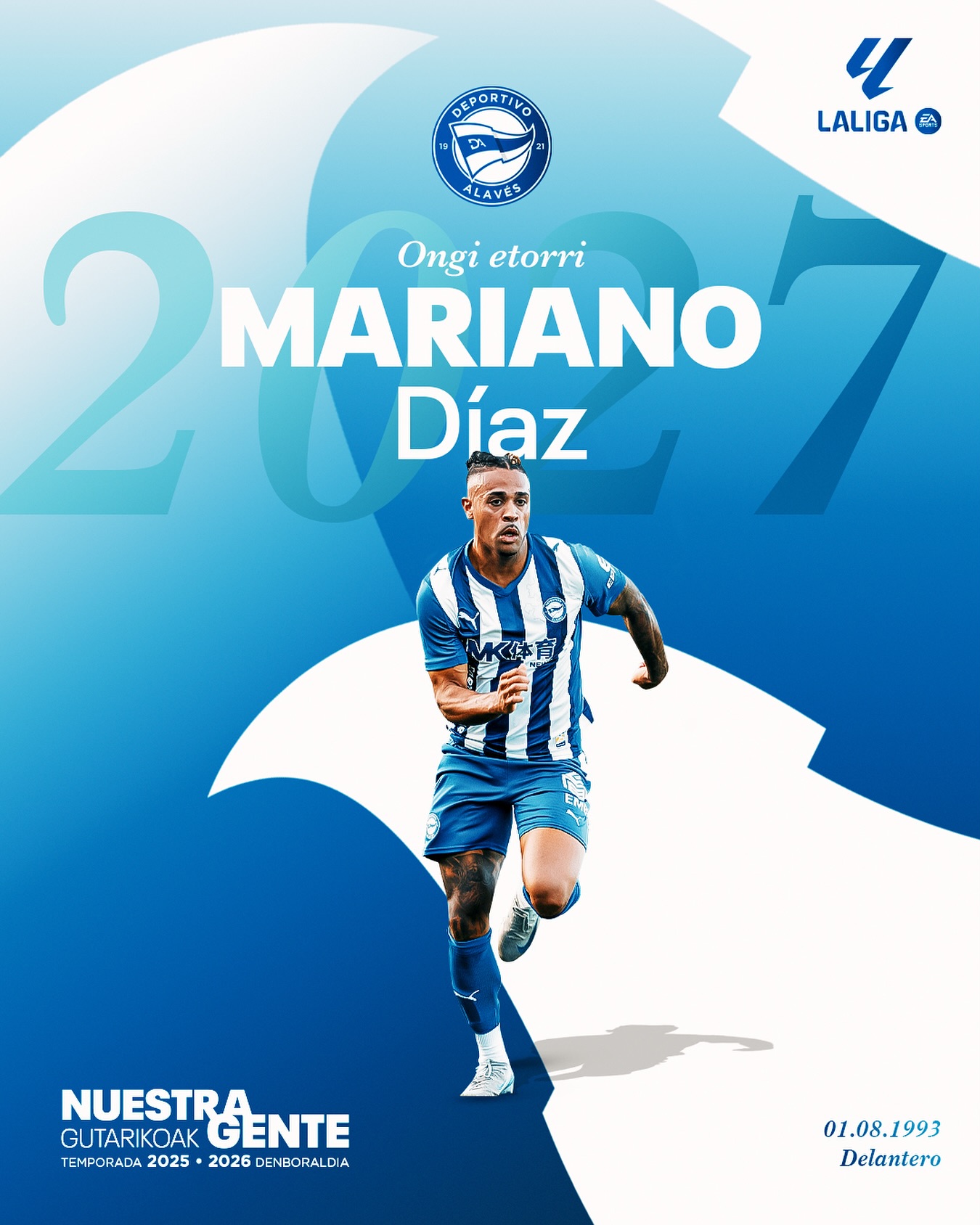 Mariano Díaz regresa a la Liga española con el Deportivo Alavés Mariano Díaz regresa a la Liga española con el Deportivo Alavés