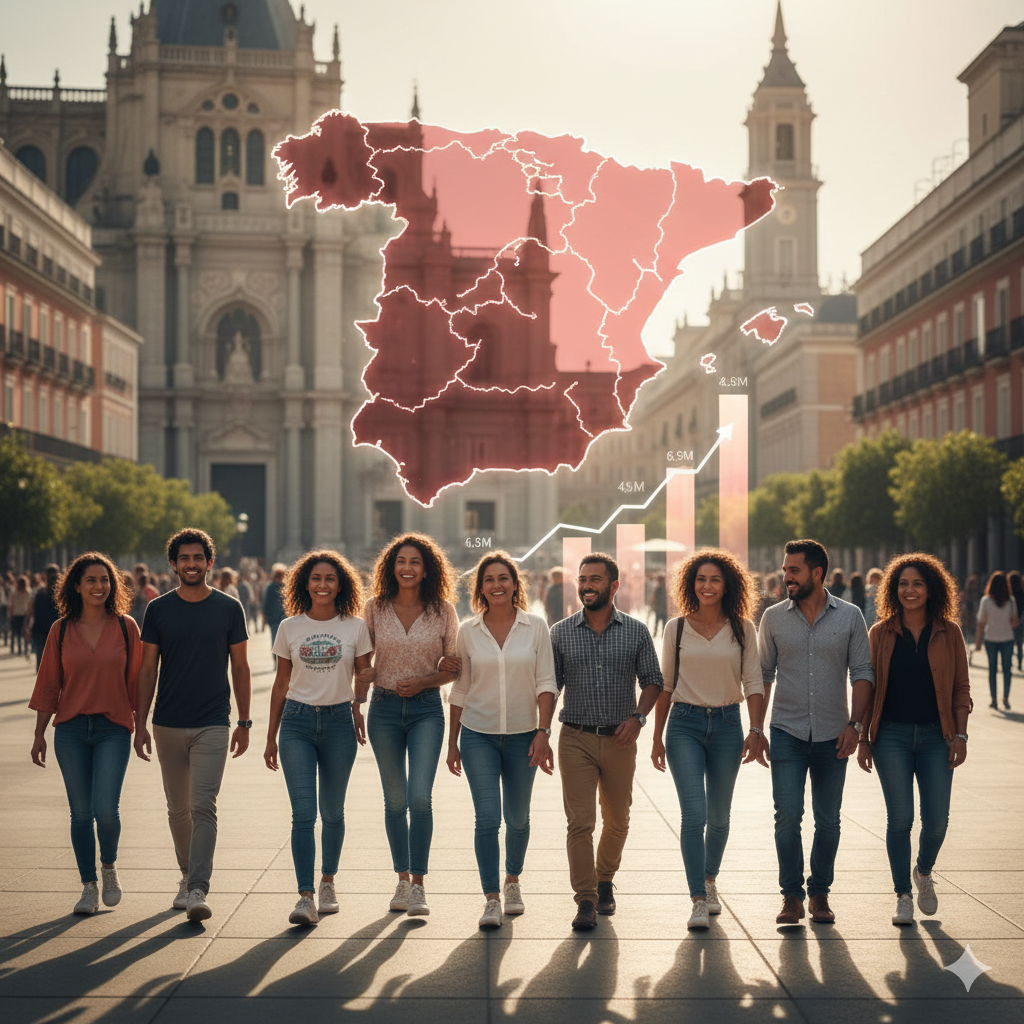 Población extranjera en España alcanza récord de 6,9 millones de personas